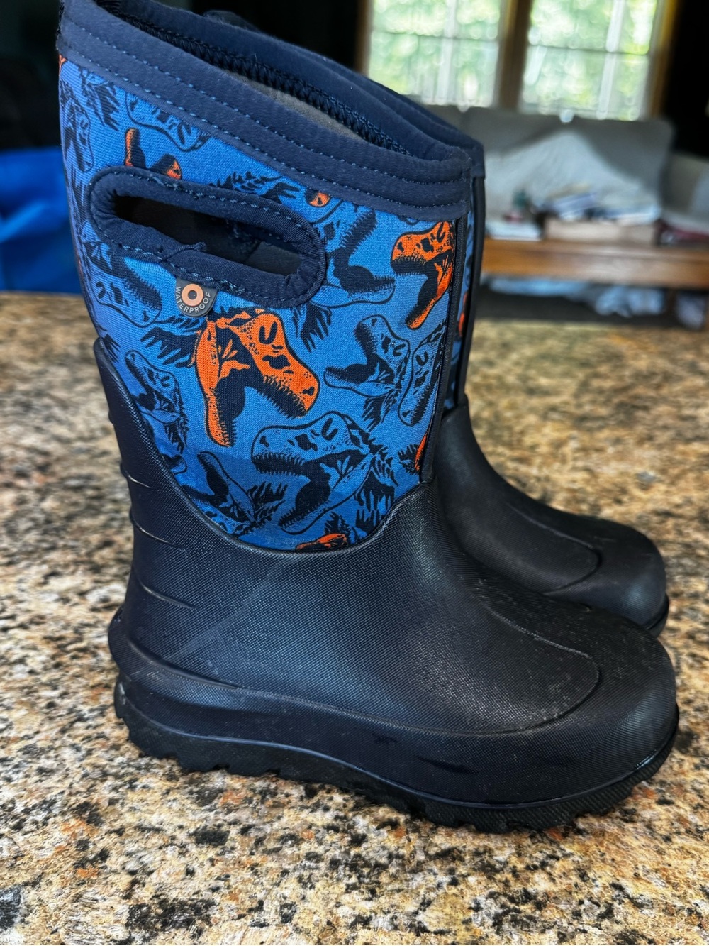 Bogs Boys Dinosaur Blue Waterproof Insulated Rain Boots Size 12 Winter toddler